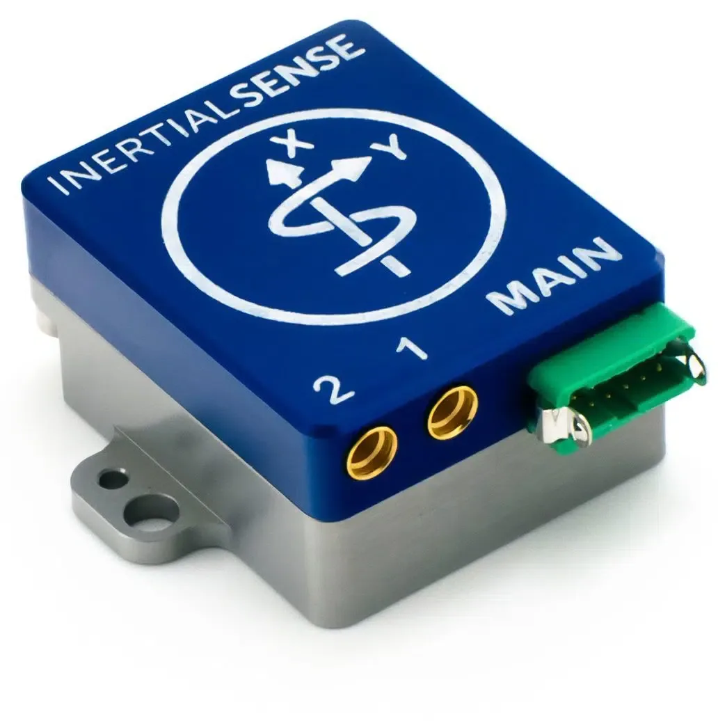 An Inertial Sense IMU module with its wiring connector